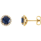 14K Yellow Blue Sapphire & 1/8 CTW Diamond Earrings - Siddiqui Jewelers