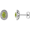 Sterling Silver Peridot & 1/8 CTW Diamond Halo-Style Earrings - Siddiqui Jewelers