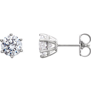 14K White 4.5 mm I1 3/4 CTW Diamond 6-Prong Wire Basket Earrings - Siddiqui Jewelers