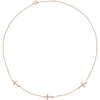 14K Rose 1/4 CTW Diamond 3-Station Cross Adjustable 16-18” Necklace - Siddiqui Jewelers
