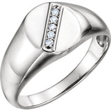 Sterling Silver .08 CTW Diamond 11x10 mm Oval Signet Ring - Siddiqui Jewelers