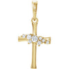 14K Yellow .06 CTW Diamond Cluster Cross Pendant - Siddiqui Jewelers