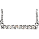 14K White 1/2 CTW Diamond French-Set Bar 18" Necklace - Siddiqui Jewelers