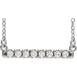 14K White 1/2 CTW Diamond French-Set Bar 18" Necklace - Siddiqui Jewelers