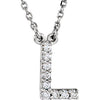 14K White Initial L 1/10 CTW Diamond 16" Necklace - Siddiqui Jewelers