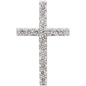 14K White 1/6 CTW Petite Diamond Cross Pendant - Siddiqui Jewelers