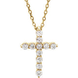 14K Yellow 14.7x10.6 mm 1/4 CTW Diamond Cross 16-18" Necklace - Siddiqui Jewelers