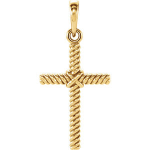 14K Yellow 17.5x11.3 mm Rope Cross Pendant - Siddiqui Jewelers