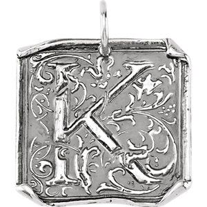 Sterling Silver Initial "K" Vintage-Inspired Pendant - Siddiqui Jewelers
