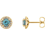Genuine Aquamarine 3.5 mm Round Aquamarine & 1/6 CTW Diamond Earrings - Siddiqui Jewelers