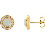 14K Yellow 5 mm Opal & 1/6 CTW Diamond Halo-Style Earrings - Siddiqui Jewelers