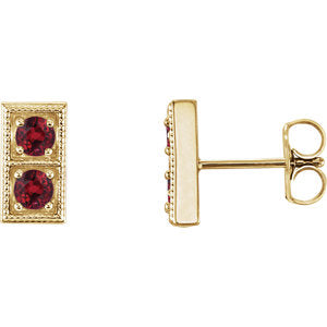 14K Yellow Chatham® Created Ruby Two-Stone Earrings - Siddiqui Jewelers