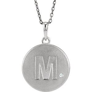 Sterling Silver .005 CTW Diamond Initial M 18" Necklace - Siddiqui Jewelers