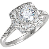 14K White 5.75 mm Cubic Zirconia & 1/5 CTW Diamond Sculptural-Inspired Engagement Ring - Siddiqui Jewelers