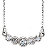 14K White Graduated Bezel-Set 1/5 CTW Diamond 16-18" Necklace - Siddiqui Jewelers