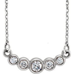 14K White Graduated Bezel-Set 1/5 CTW Diamond 16-18" Necklace - Siddiqui Jewelers