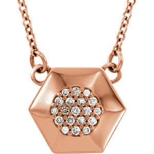 14K Rose .08 CTW Diamond Geometric 16.5" Necklace - Siddiqui Jewelers