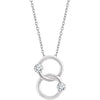 14K White Two-Stone Interlocking Circle 18" Necklace - Siddiqui Jewelers