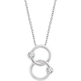 14K White Two-Stone Interlocking Circle 18" Necklace - Siddiqui Jewelers