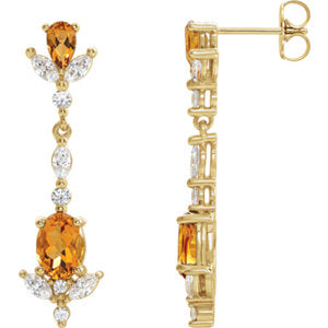 14K Yellow Citrine and 3/4 CTW Diamond Earrings - Siddiqui Jewelers