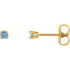 14K Yellow 2.5 mm Round Aquamarine Earrings - Siddiqui Jewelers