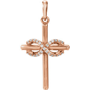 14K Rose .06 CTW Diamond Infinity-Inspired Cross Pendant - Siddiqui Jewelers