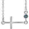 14K White Alexandrite Sideways Accented Cross 16-18" Necklace - Siddiqui Jewelers