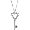 14K White 1/10 CTW Diamond Heart Key 18" Necklace - Siddiqui Jewelers