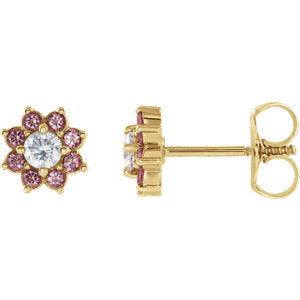 14K Yellow Baby Pink Topaz & Cubic Zirconia Earrings - Siddiqui Jewelers