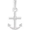 14K White .03 CTW Diamond Anchor Pendant - Siddiqui Jewelers