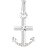 14K White .03 CTW Diamond Anchor Pendant - Siddiqui Jewelers