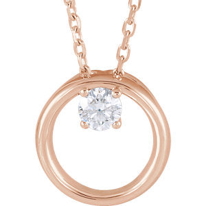 14K Rose 1/10 CTW Diamond Circle 16-18" Necklace - Siddiqui Jewelers