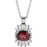 14K White Mozambique Garnet & 1/3 CTW Diamond 16-18" Necklace - Siddiqui Jewelers