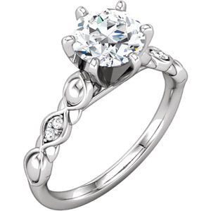 Continuum Sterling Silver & 14K White 4 mm Round Cubic Zirconia & .04 CTW Diamond Engagement Ring - Siddiqui Jewelers