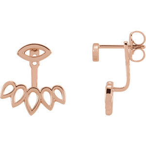 14K Rose Geometric Ear Jacket Stud Earrings - Siddiqui Jewelers