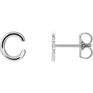 Sterling Silver Initial C Earring - Siddiqui Jewelers