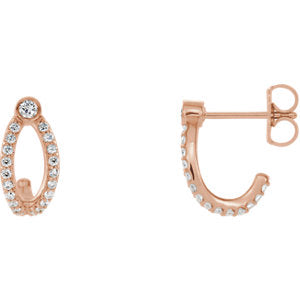 14K Rose 1/3 CTW Diamond J-Hoop Earrings - Siddiqui Jewelers
