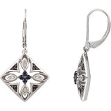 Sterling Silver Blue Sapphire & .04 CTW Diamond Lever Back Earrings - Siddiqui Jewelers