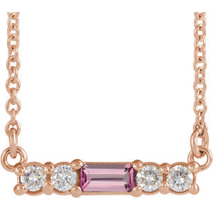 14K Rose Pink Tourmaline & 1/5 CTW Diamond 16" Necklace - Siddiqui Jewelers