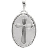 14K White Oval Cross Medal - Siddiqui Jewelers