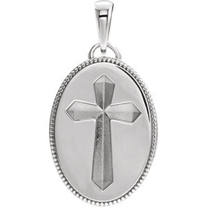 Sterling Silver Oval Cross Medal - Siddiqui Jewelers