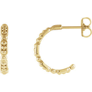 14K Yellow Beaded Hoop Earrings - Siddiqui Jewelers