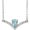 14K White Aquamarine & .08 CTW Diamond 18" Necklace - Siddiqui Jewelers