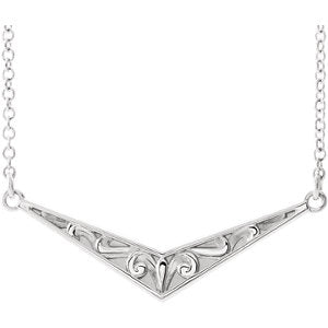 Sterling Silver Sculptural "V" 16" Necklace - Siddiqui Jewelers