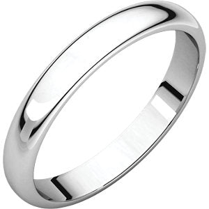 14K White 3 mm Half Round Band Size 9.5 - Siddiqui Jewelers