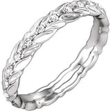 14K White 1/5 CTW Diamond Sculptural-Inspired Eternity Band Size 8 - Siddiqui Jewelers