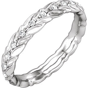 14K White 1/5 CTW Diamond Sculptural-Inspired Eternity Band Size 8 - Siddiqui Jewelers