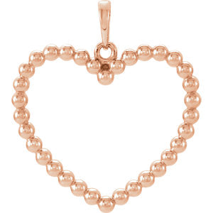 14K Rose Beaded Heart Pendant - Siddiqui Jewelers