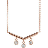14K Rose 1/3 CTW Diamond V Bar 16" Necklace - Siddiqui Jewelers