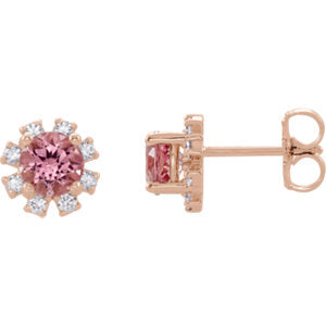 14K Rose Pink Tourmaline & 1/5 CTW Diamond Earrings - Siddiqui Jewelers